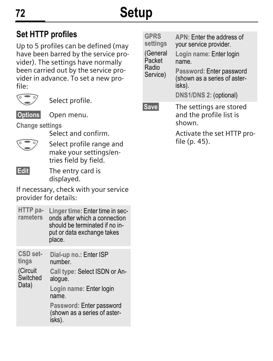 Setup | Siemens C56 User Manual | Page 73 / 114