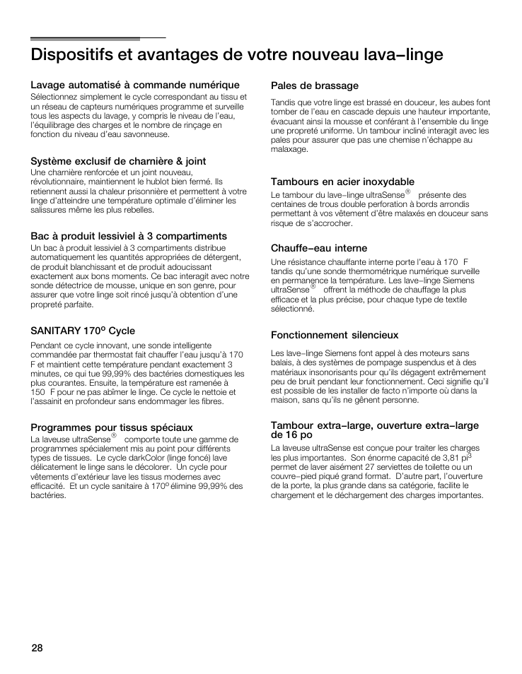 Siemens WFXD5202UC User Manual | Page 28 / 88