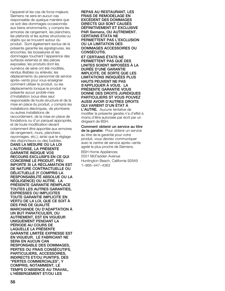 Siemens WFXD5202UC User Manual | Page 56 / 88