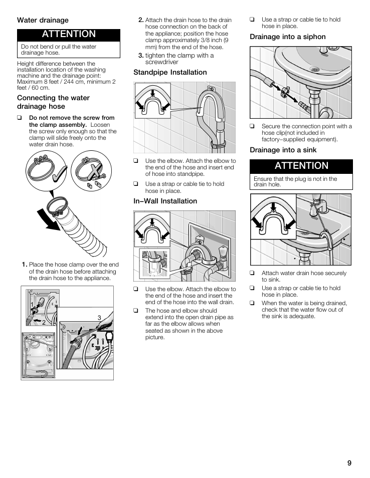 Attention | Siemens WFXD5202UC User Manual | Page 9 / 88