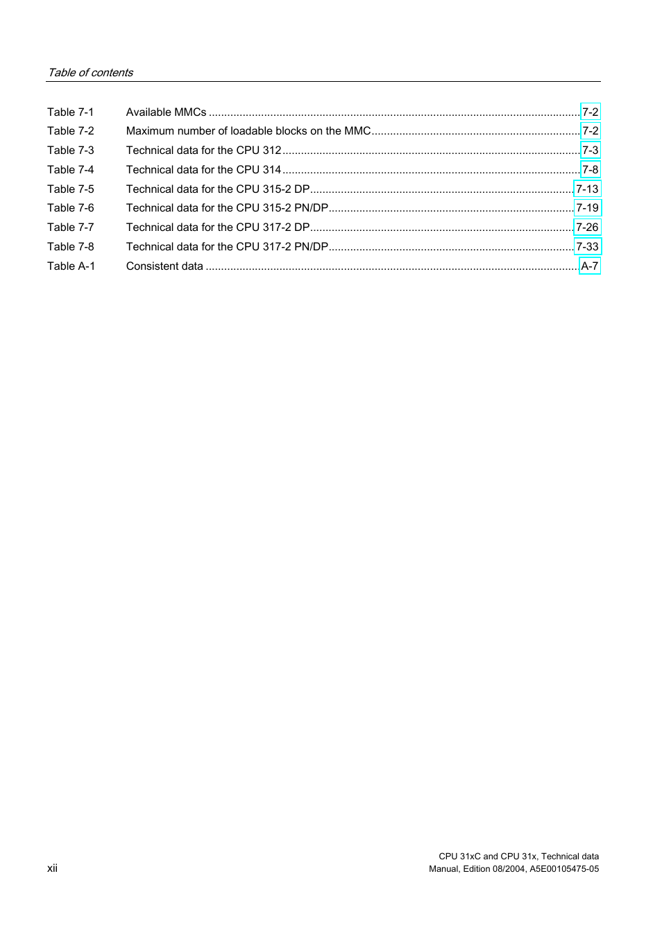 Siemens Simatic S7-300 CPU 31xC and CPU 31x S7-300 User Manual | Page 12 / 244
