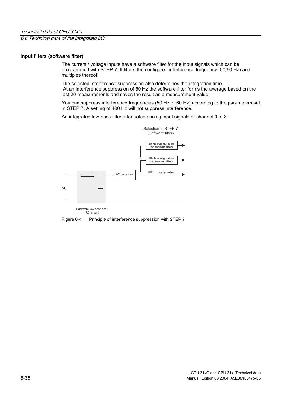 Input filters (software filter) | Siemens Simatic S7-300 CPU 31xC and CPU 31x S7-300 User Manual | Page 146 / 244