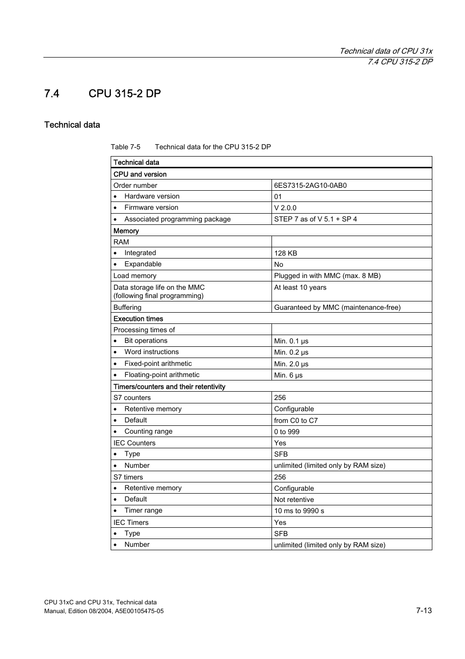4 cpu 315-2 dp | Siemens Simatic S7-300 CPU 31xC and CPU 31x S7-300 User Manual | Page 179 / 244
