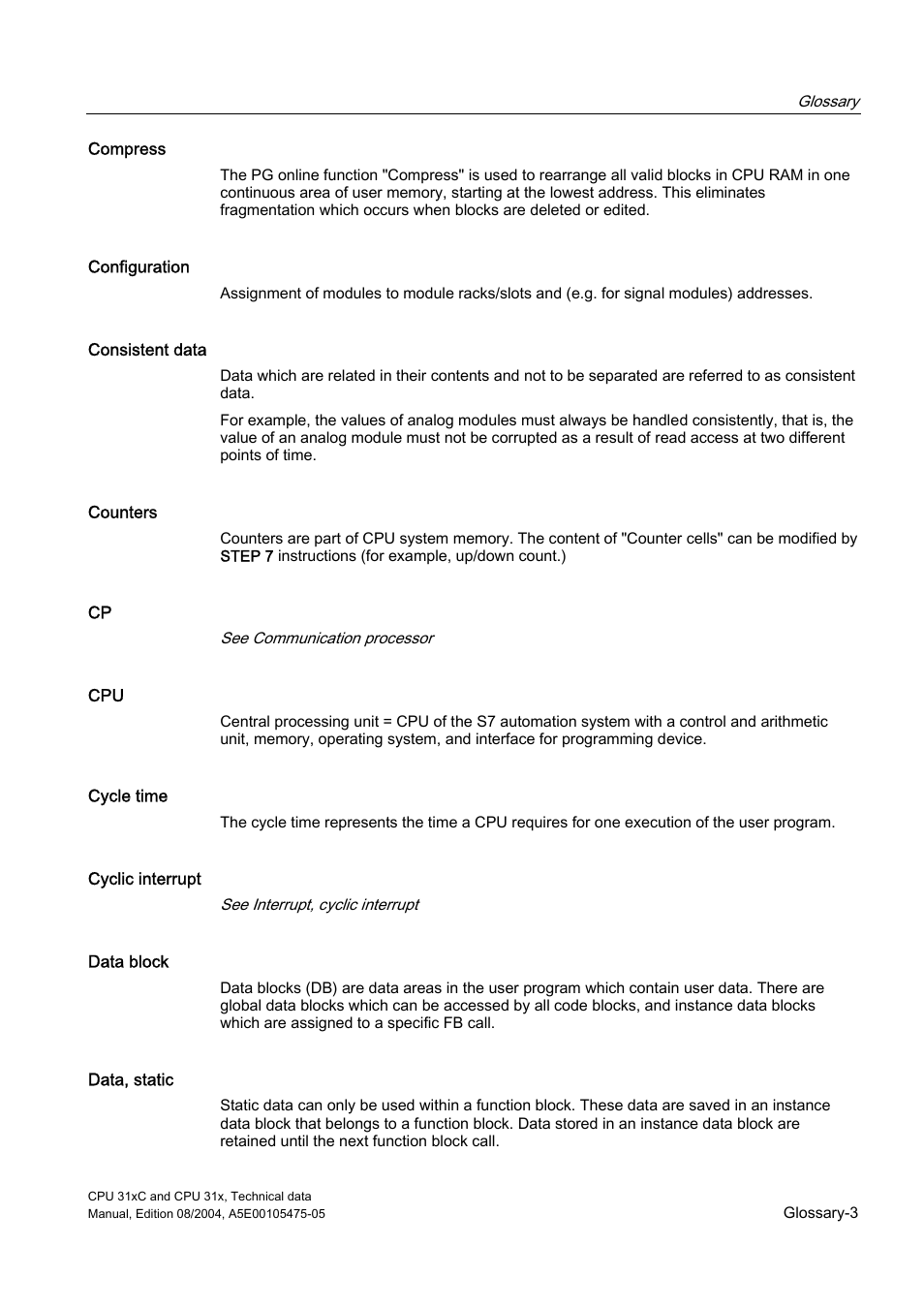 Siemens Simatic S7-300 CPU 31xC and CPU 31x S7-300 User Manual | Page 219 / 244