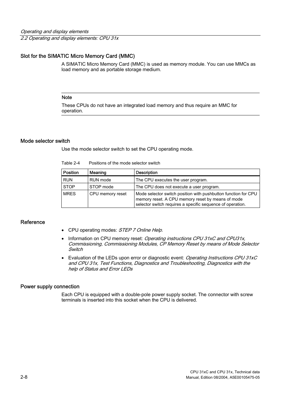 Siemens Simatic S7-300 CPU 31xC and CPU 31x S7-300 User Manual | Page 24 / 244