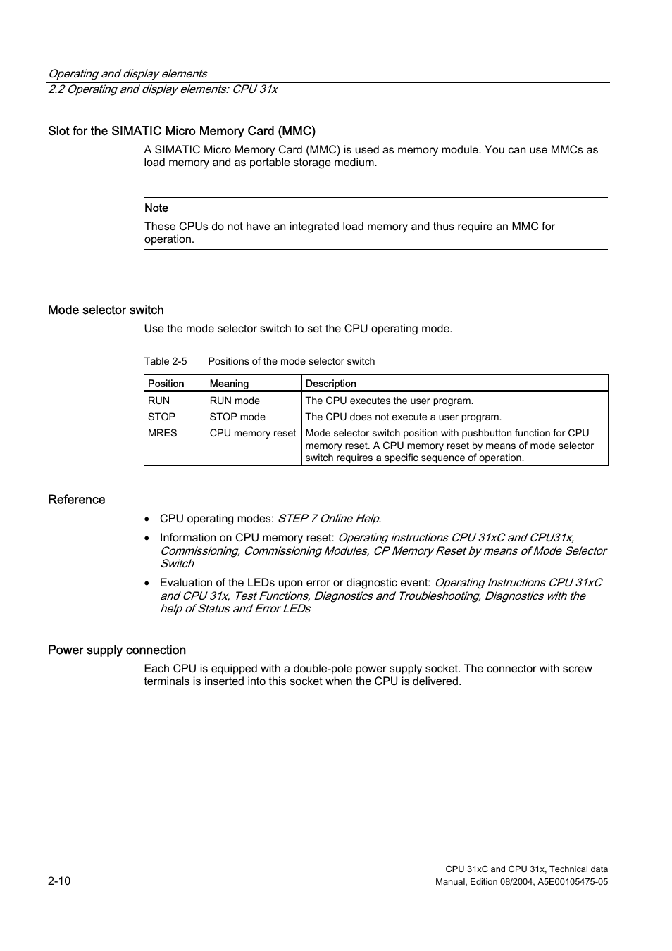 Siemens Simatic S7-300 CPU 31xC and CPU 31x S7-300 User Manual | Page 26 / 244