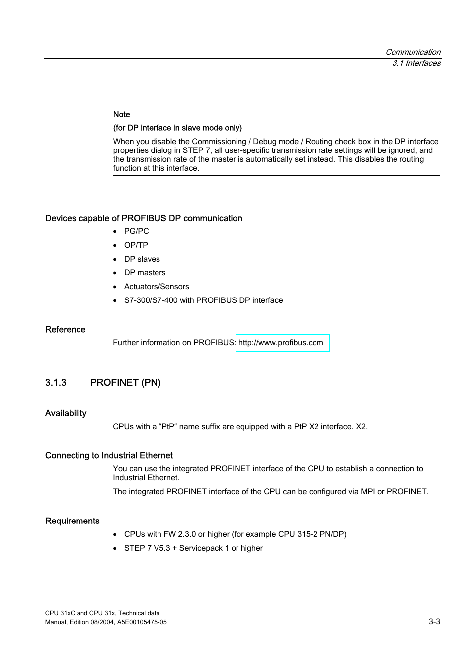 3 profinet (pn) | Siemens Simatic S7-300 CPU 31xC and CPU 31x S7-300 User Manual | Page 31 / 244