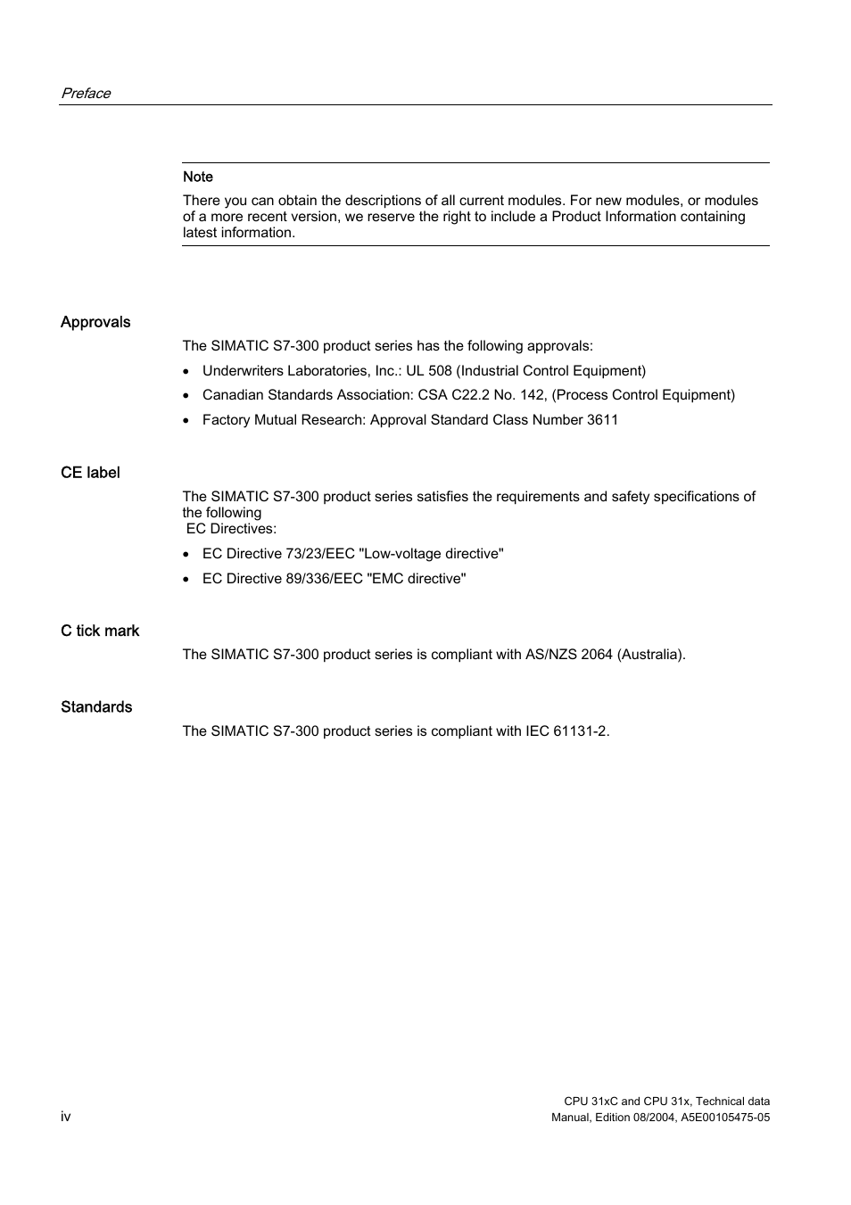 Siemens Simatic S7-300 CPU 31xC and CPU 31x S7-300 User Manual | Page 4 / 244