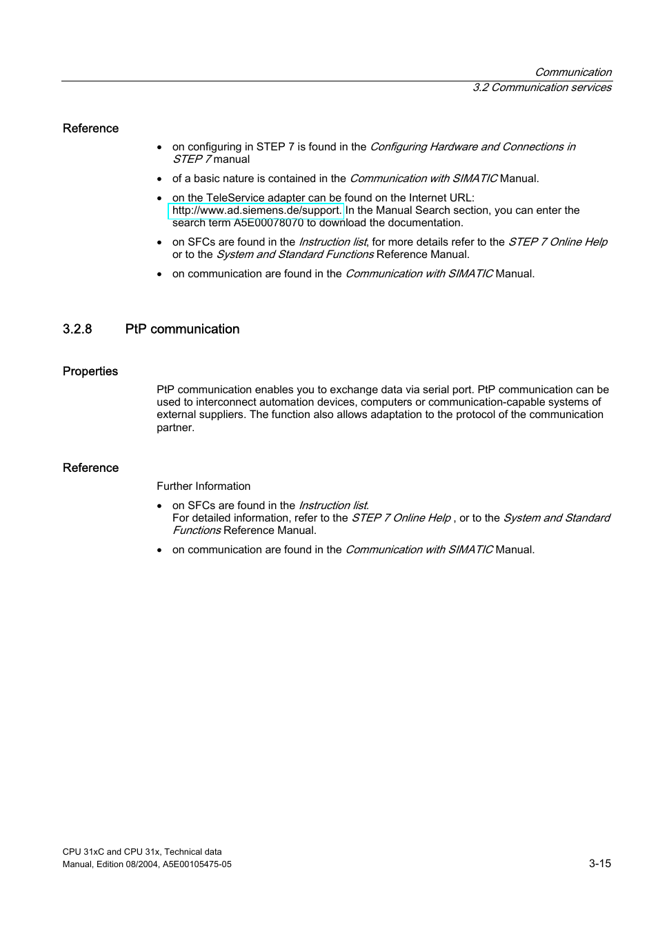 8 ptp communication | Siemens Simatic S7-300 CPU 31xC and CPU 31x S7-300 User Manual | Page 43 / 244