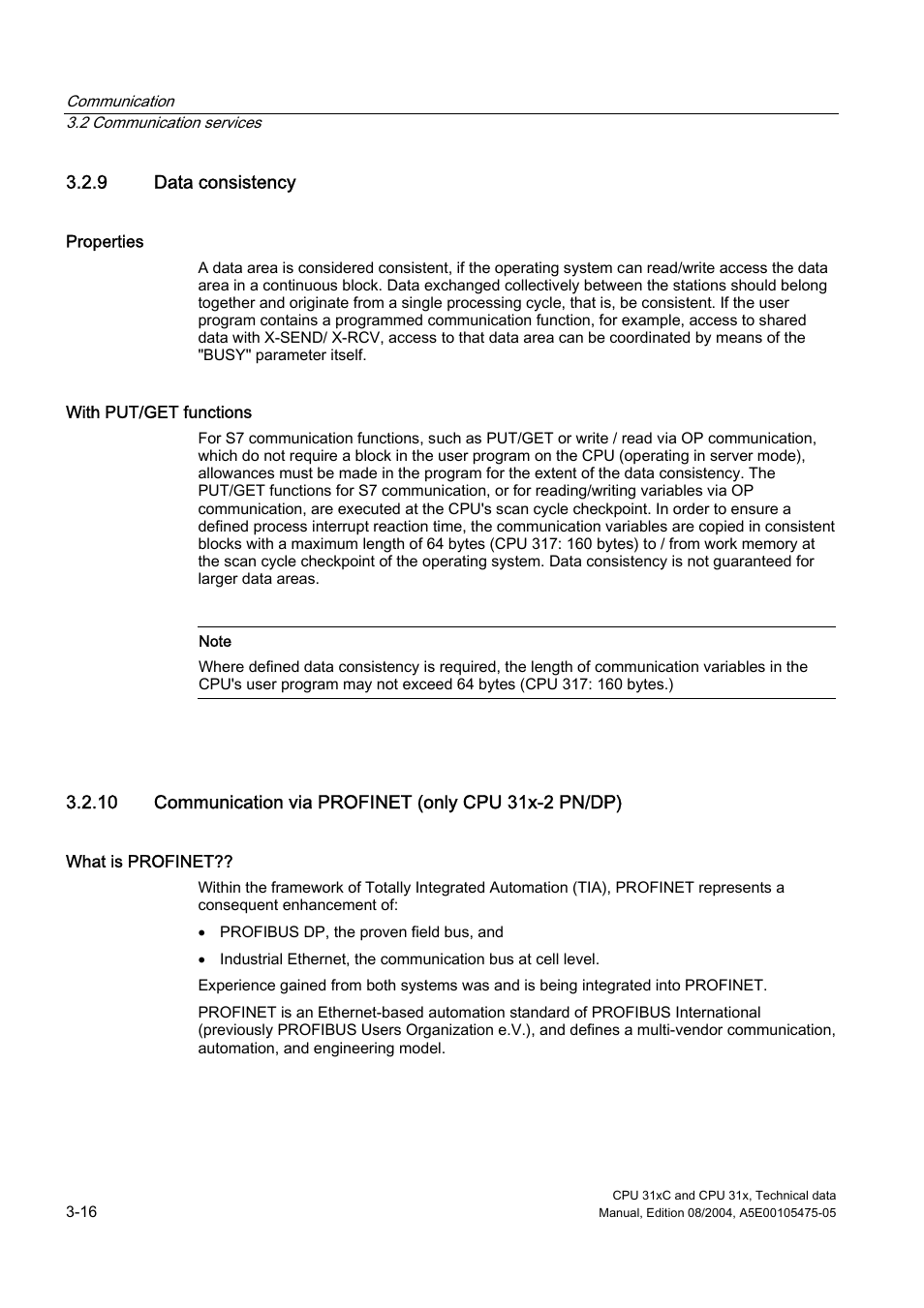 9 data consistency | Siemens Simatic S7-300 CPU 31xC and CPU 31x S7-300 User Manual | Page 44 / 244