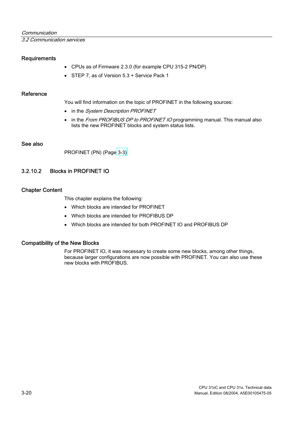 2 blocks in profinet io | Siemens Simatic S7-300 CPU 31xC and CPU 31x S7-300 User Manual | Page 48 / 244