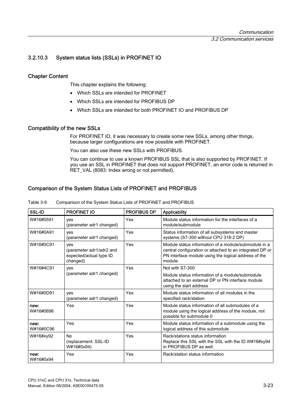 3 system status lists (ssls) in profinet io | Siemens Simatic S7-300 CPU 31xC and CPU 31x S7-300 User Manual | Page 51 / 244