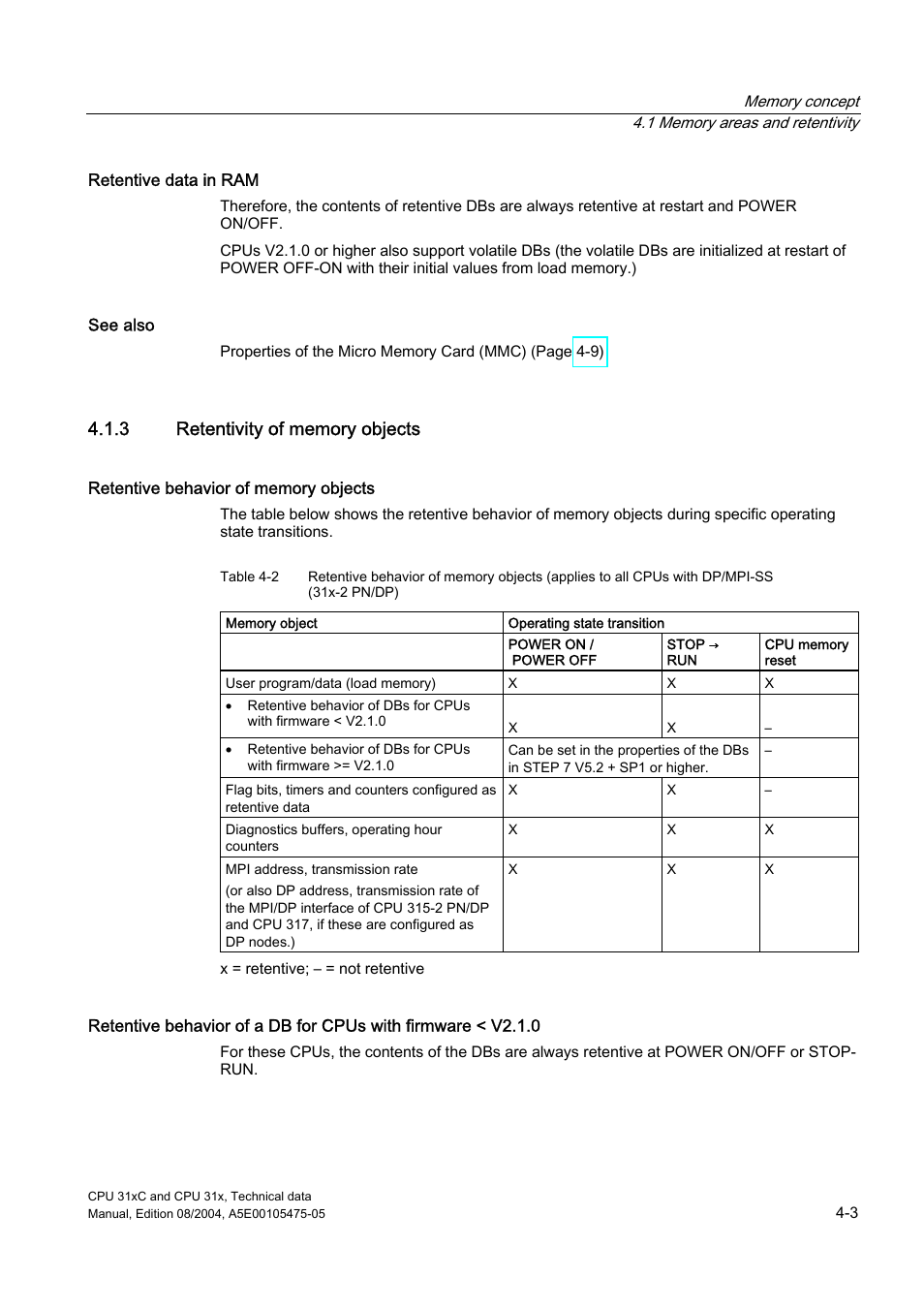 3 retentivity of memory objects | Siemens Simatic S7-300 CPU 31xC and CPU 31x S7-300 User Manual | Page 65 / 244