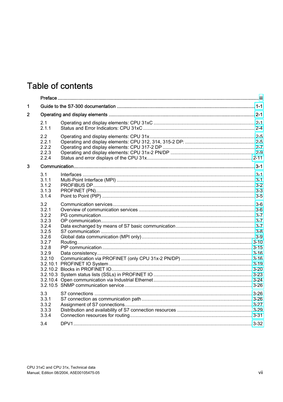 Siemens Simatic S7-300 CPU 31xC and CPU 31x S7-300 User Manual | Page 7 / 244