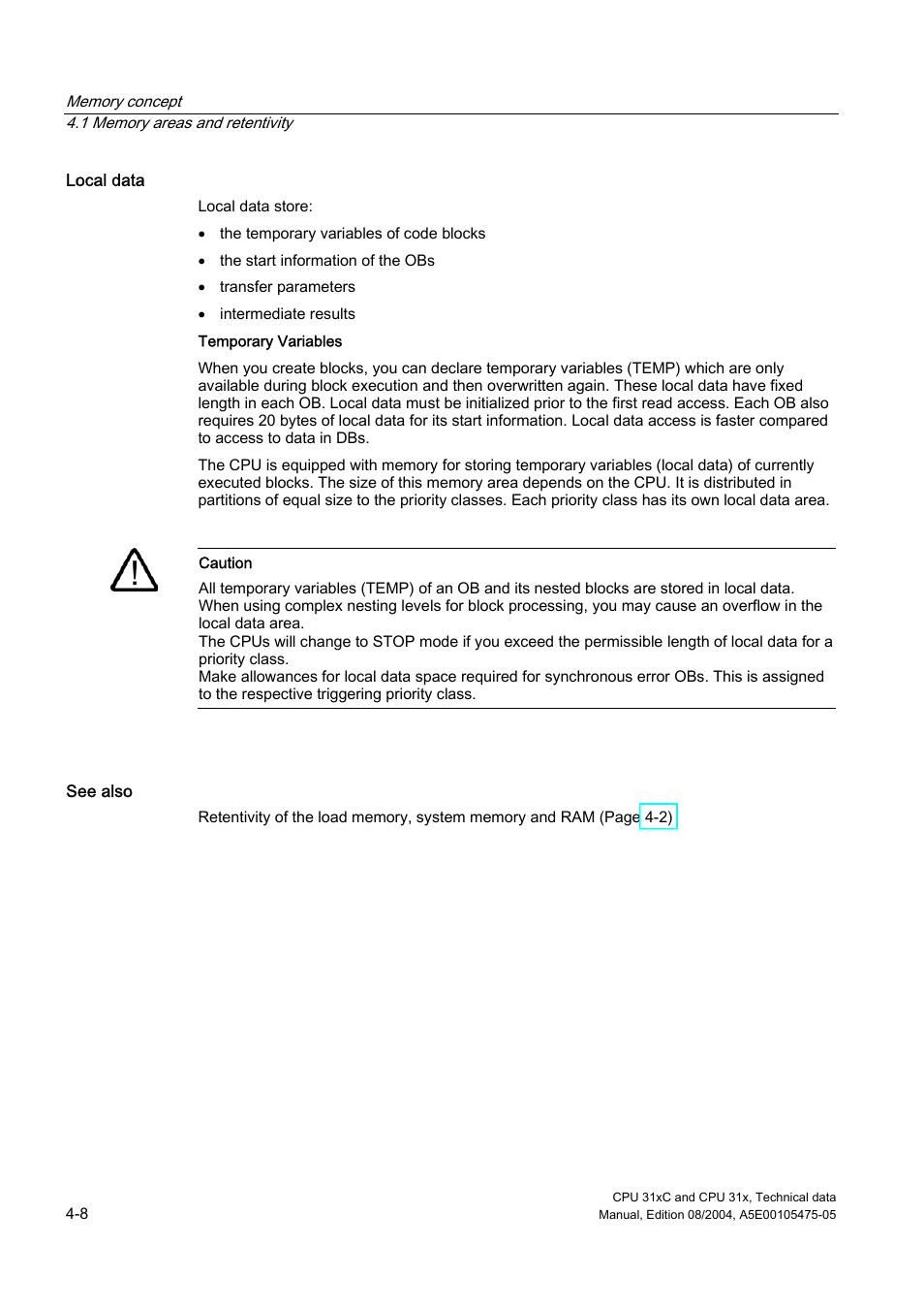 Siemens Simatic S7-300 CPU 31xC and CPU 31x S7-300 User Manual | Page 70 / 244