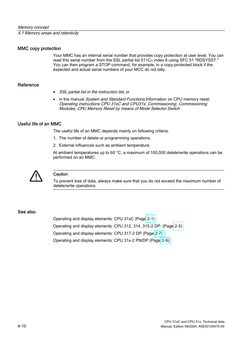 Siemens Simatic S7-300 CPU 31xC and CPU 31x S7-300 User Manual | Page 72 / 244