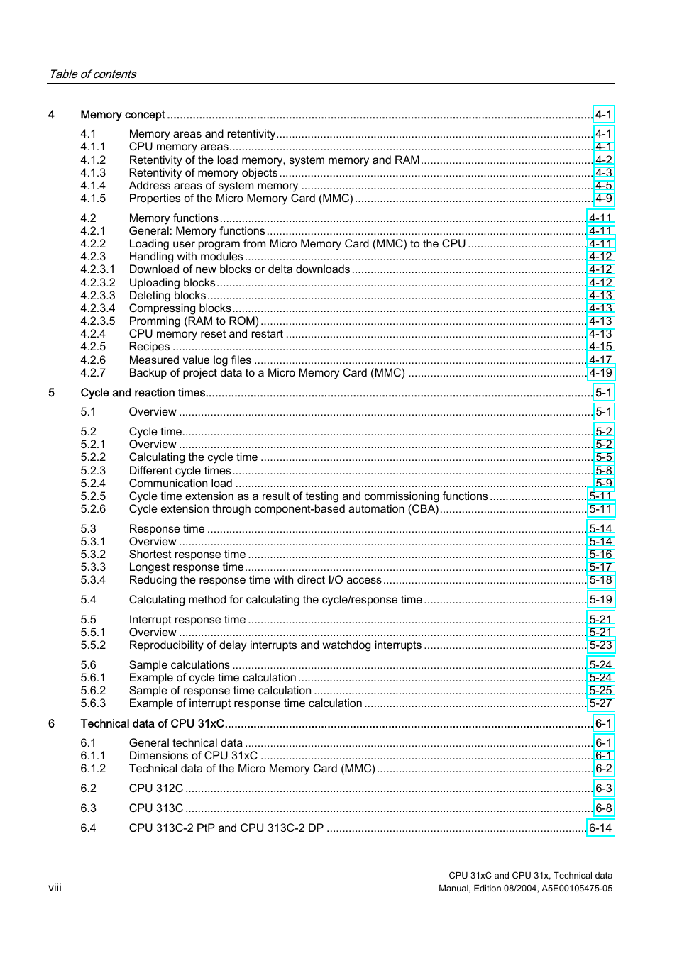 Siemens Simatic S7-300 CPU 31xC and CPU 31x S7-300 User Manual | Page 8 / 244