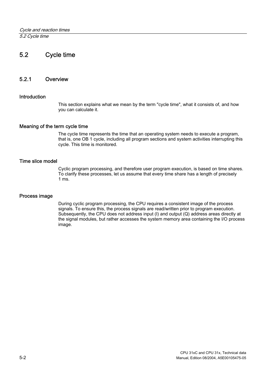 2 cycle time, 1 overview | Siemens Simatic S7-300 CPU 31xC and CPU 31x S7-300 User Manual | Page 84 / 244