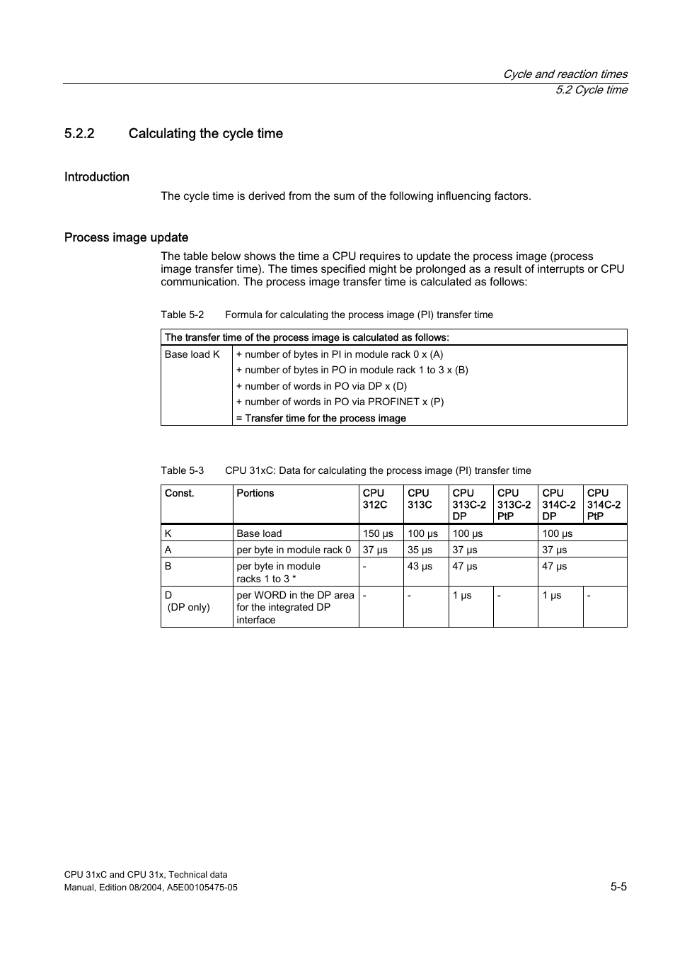2 calculating the cycle time | Siemens Simatic S7-300 CPU 31xC and CPU 31x S7-300 User Manual | Page 87 / 244