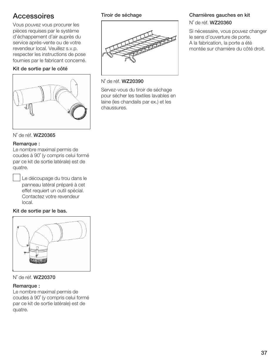 Accessoires | Siemens ULTRASENSE WTXD5300US User Manual | Page 38 / 81