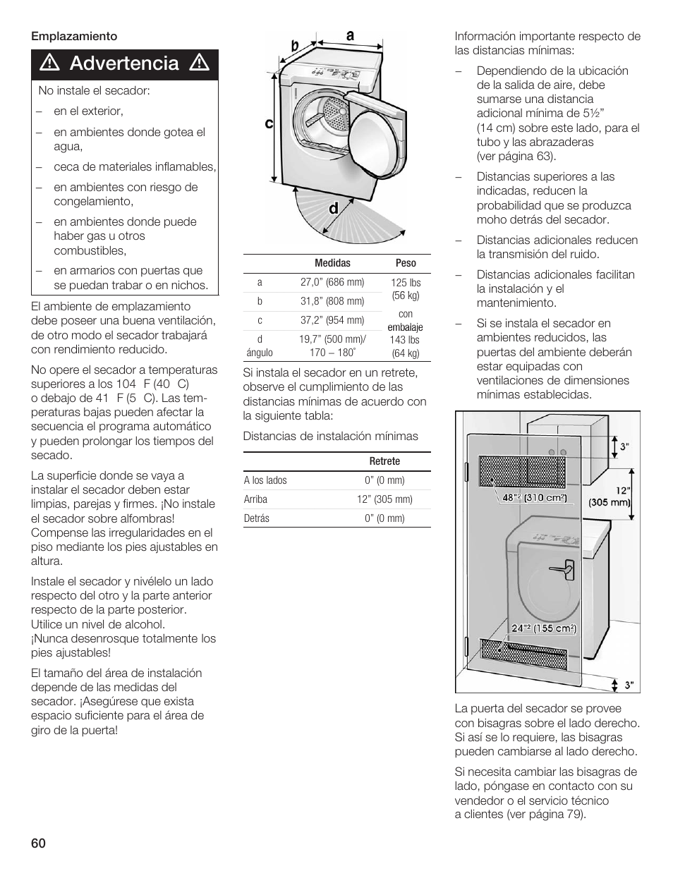 Advertencia | Siemens ULTRASENSE WTXD5300US User Manual | Page 61 / 81