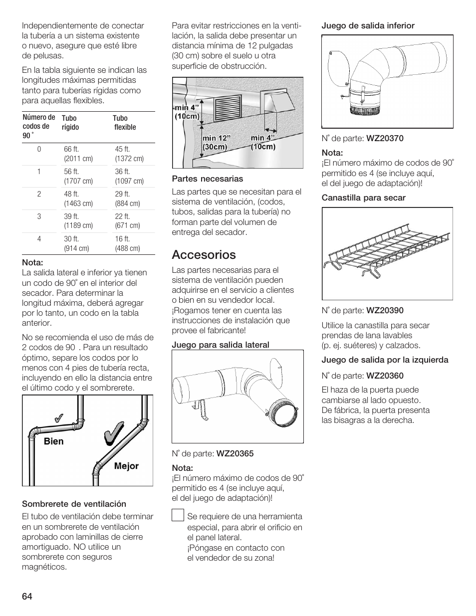 Accesorios | Siemens ULTRASENSE WTXD5300US User Manual | Page 65 / 81