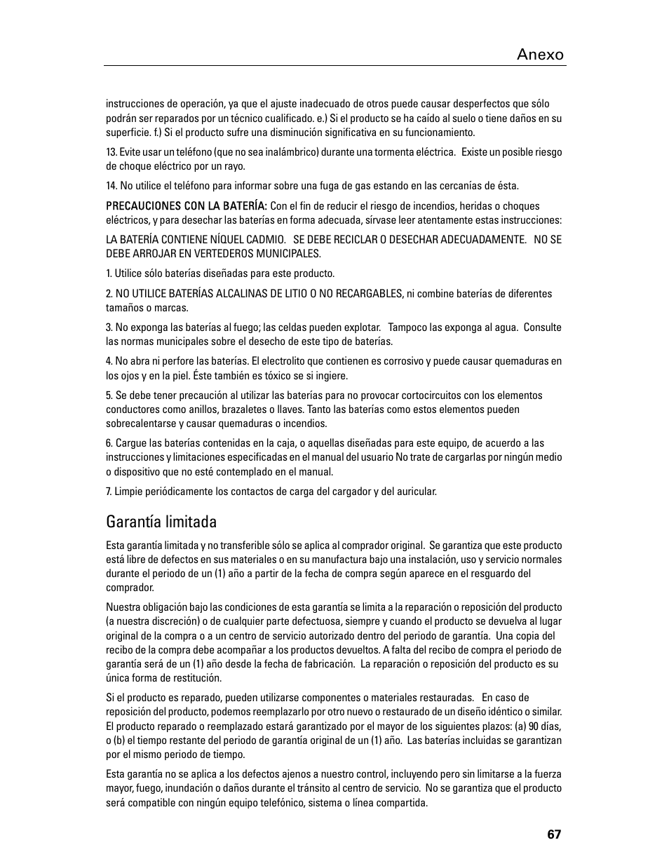 Garantía limitada, Anexo | Siemens Gigaset 4210 User Manual | Page 144 / 153