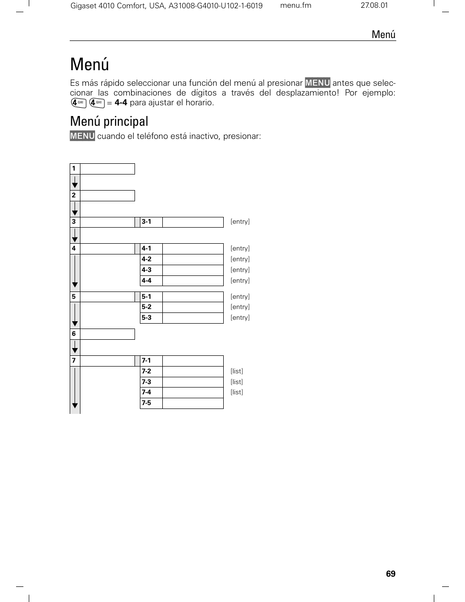 Menú principal, Menú | Siemens Gigaset 4210 User Manual | Page 146 / 153