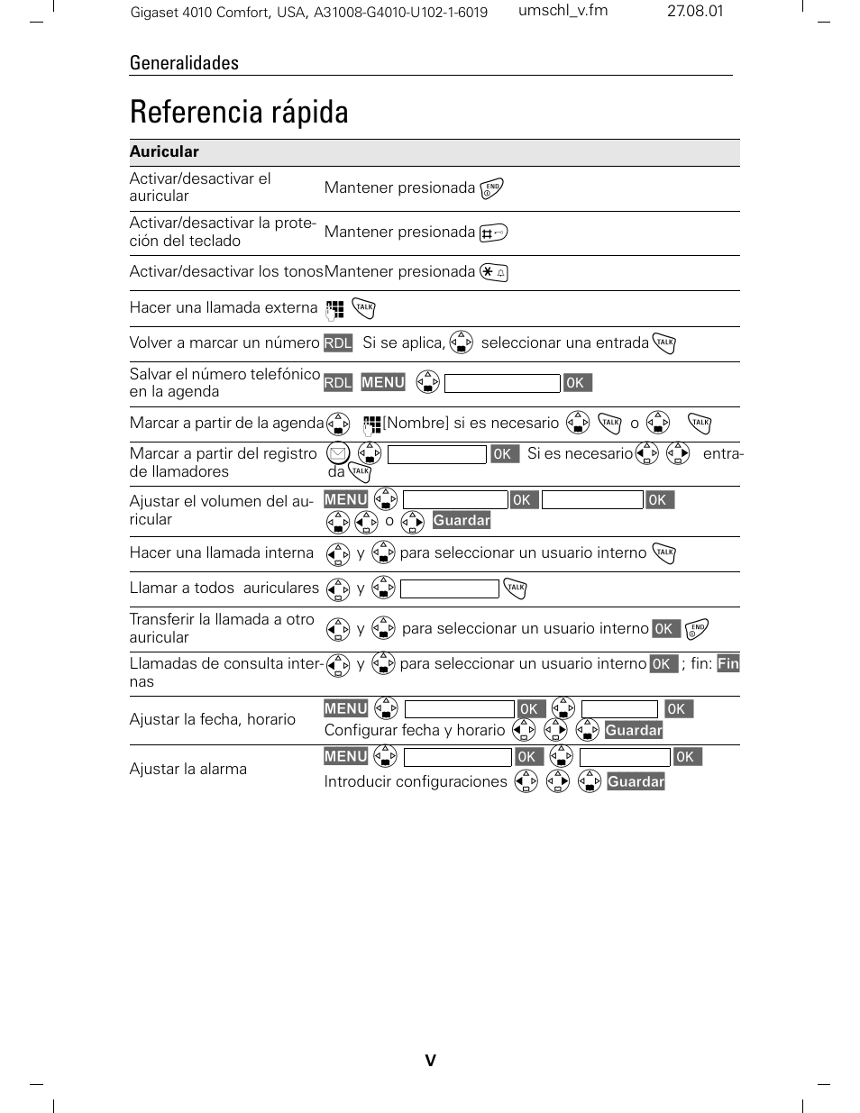 Referencia rápida, Generalidades | Siemens Gigaset 4210 User Manual | Page 150 / 153