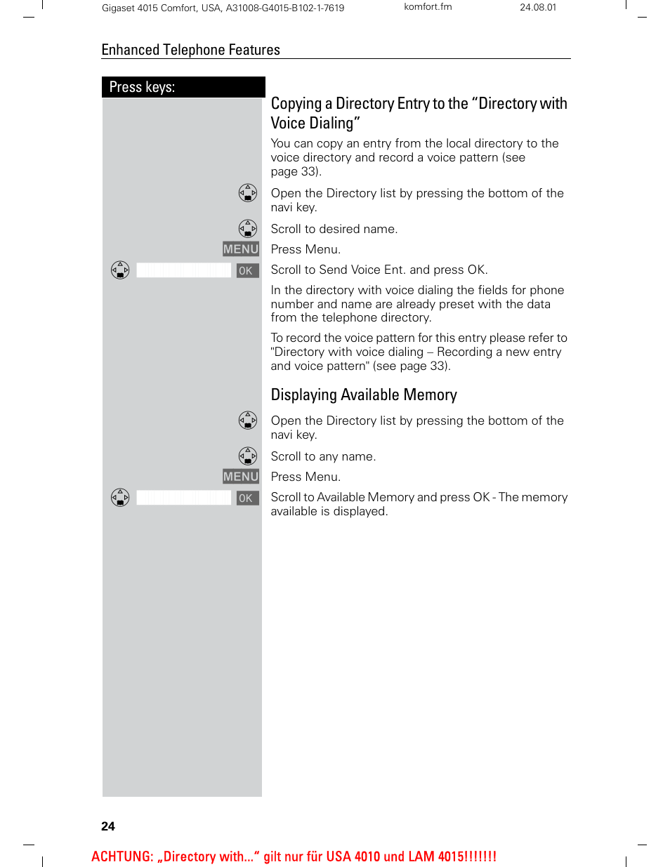 Siemens Gigaset 4210 User Manual | Page 30 / 153