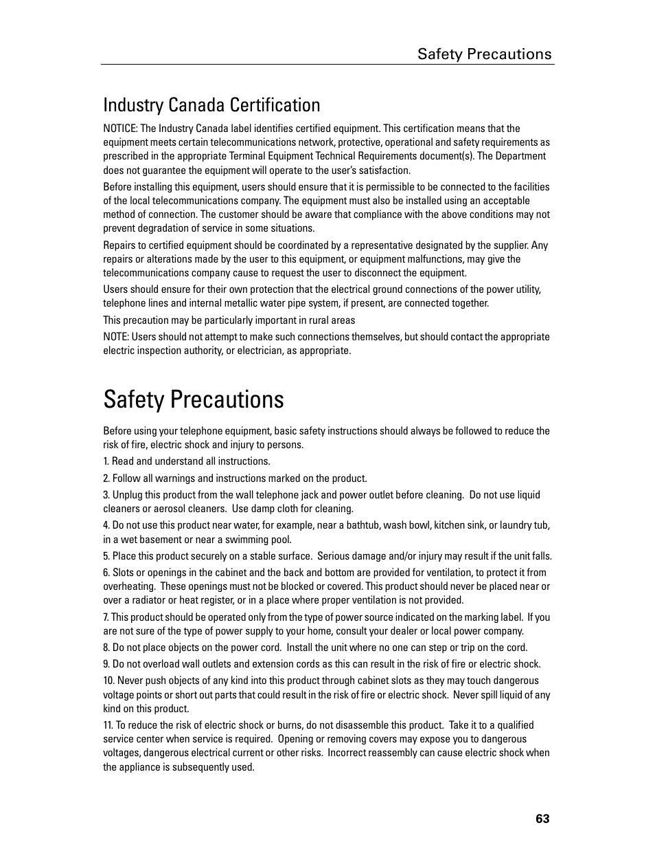 Industry canada certification, Safety precautions | Siemens Gigaset 4210 User Manual | Page 69 / 153