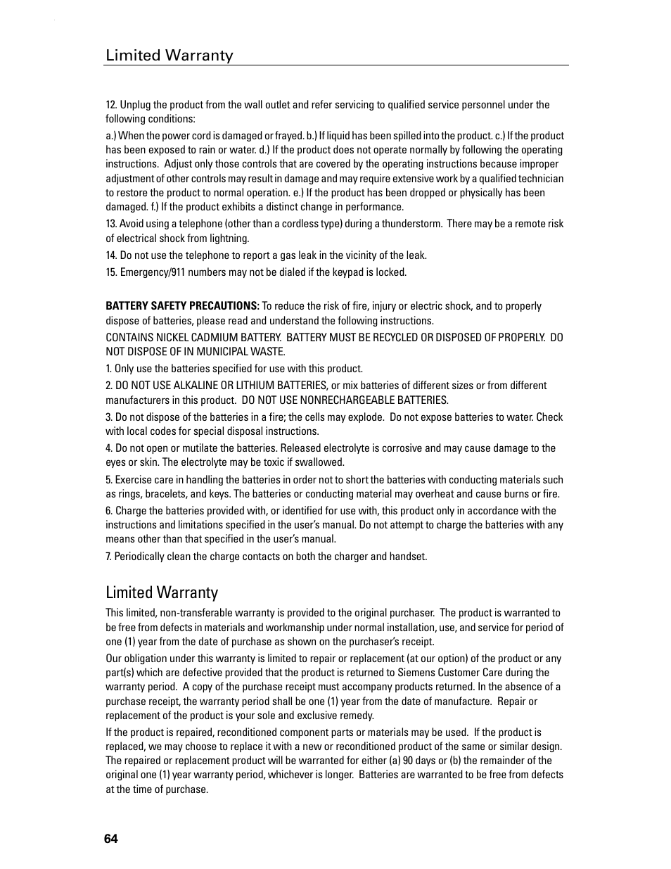 Limited warranty | Siemens Gigaset 4210 User Manual | Page 70 / 153