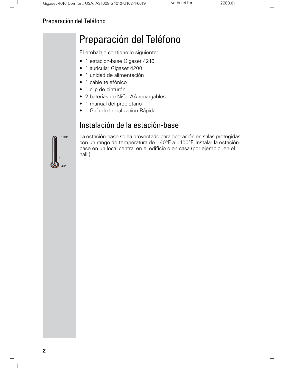 Preparación del teléfono, Instalación de la estación-base | Siemens Gigaset 4210 User Manual | Page 79 / 153