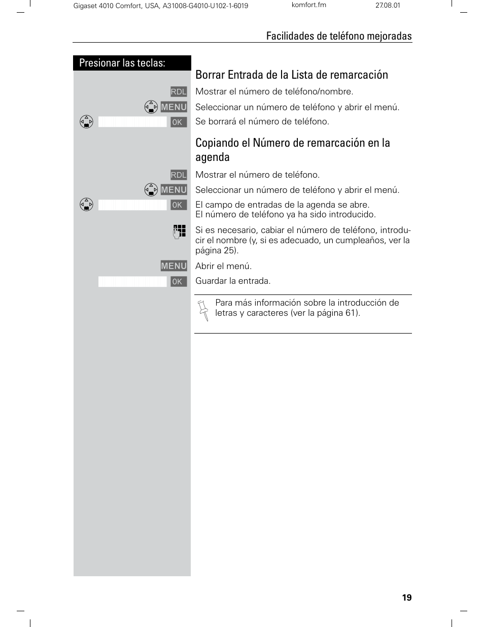 Borrar entrada de la lista de remarcación, Copiando el número de remarcación en la agenda | Siemens Gigaset 4210 User Manual | Page 96 / 153