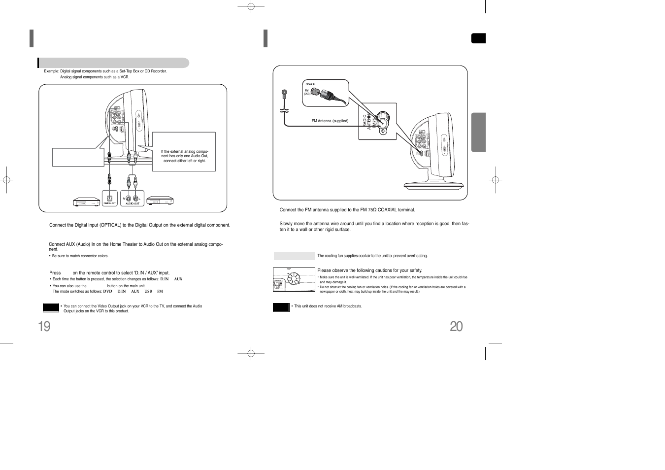 Connecting external components, Connecting the fm antenna | Siemens HT-Q100 User Manual | Page 11 / 35