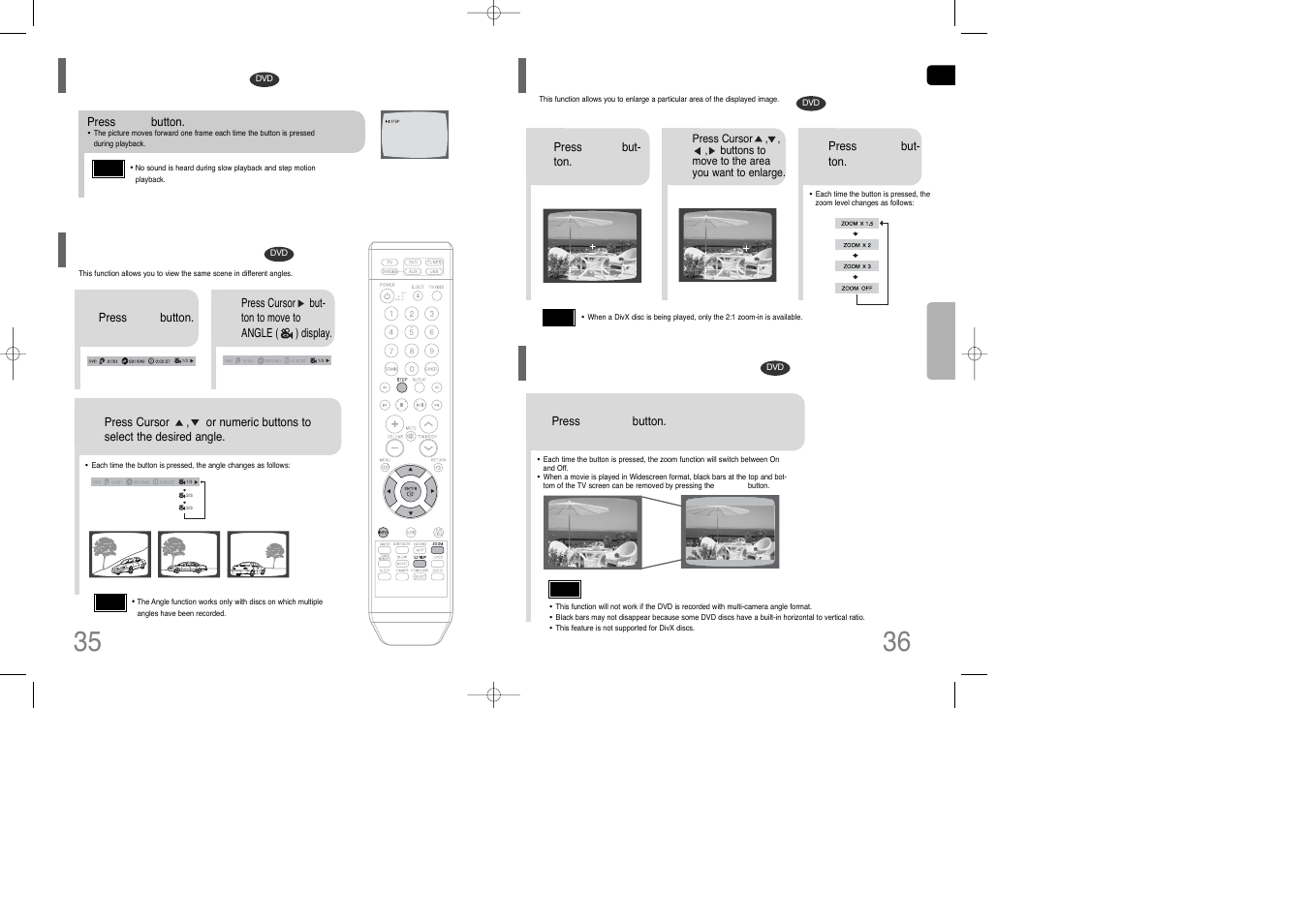 Step function, Angle function, Zoom (screen enlarge) function | Ez view function, Zoom (screen enlarge) function ez view function | Siemens HT-Q100 User Manual | Page 19 / 35