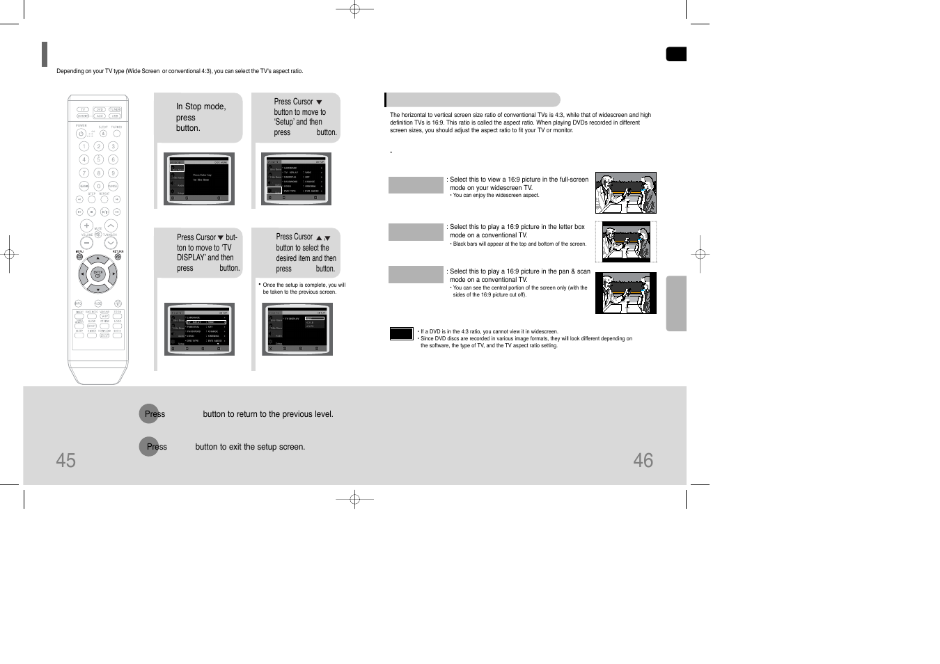 Setting tv screen type, Setting parental controls (rating level), Setting the password | Siemens HT-Q100 User Manual | Page 24 / 35