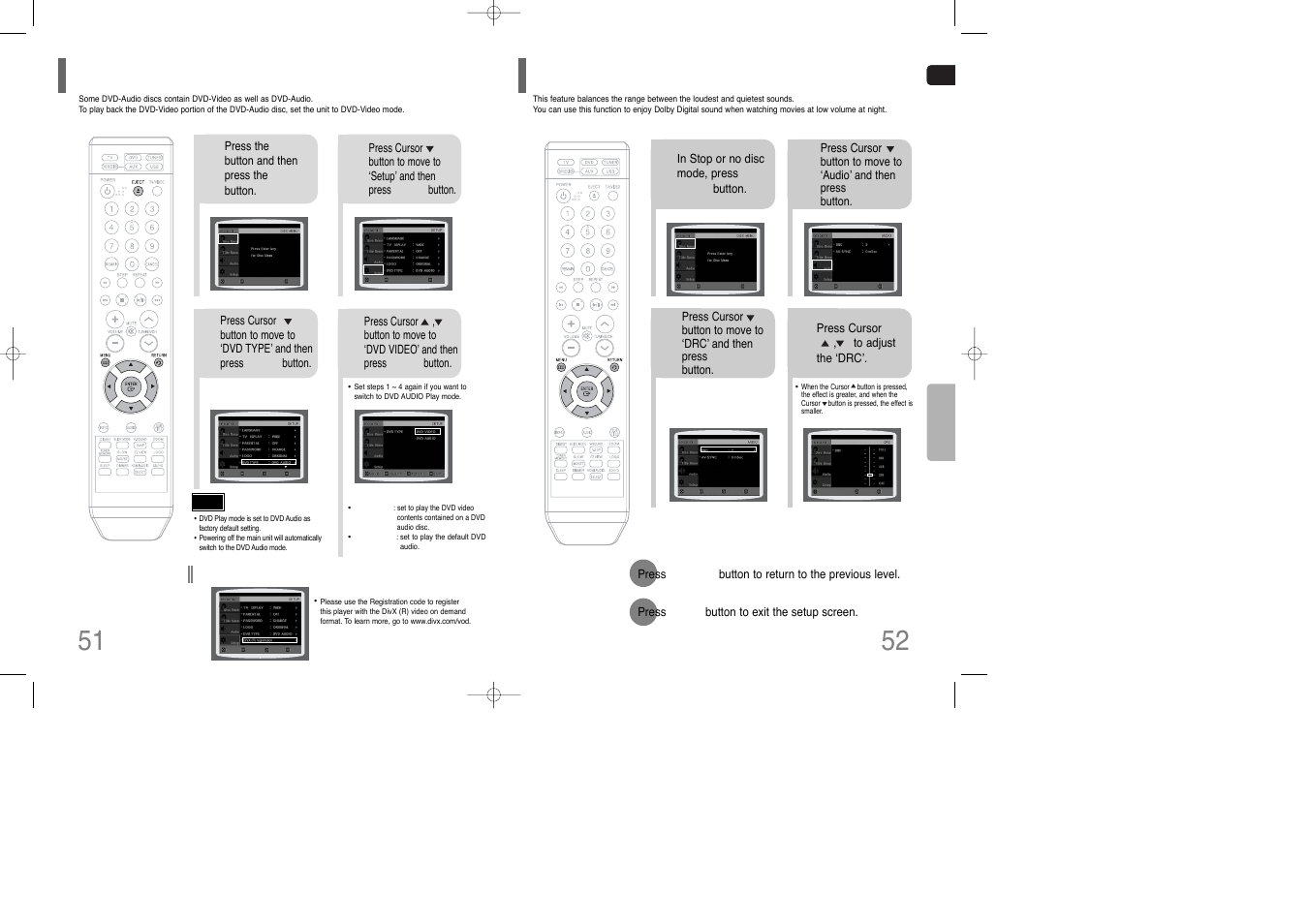 Av sync setup, Listening to radio, Dvd playback mode | Setting the drc, Dynamic range compression) | Siemens HT-Q100 User Manual | Page 27 / 35