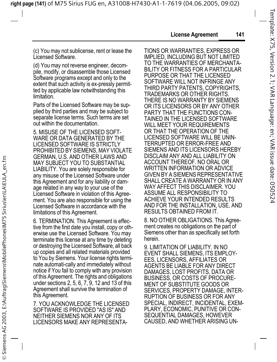 Siemens M75 User Manual | Page 142 / 153