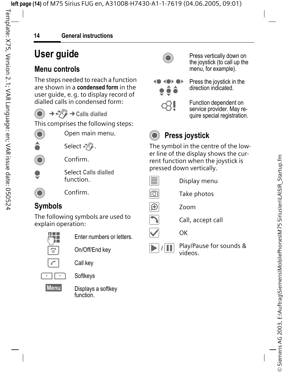 User guide | Siemens M75 User Manual | Page 15 / 153