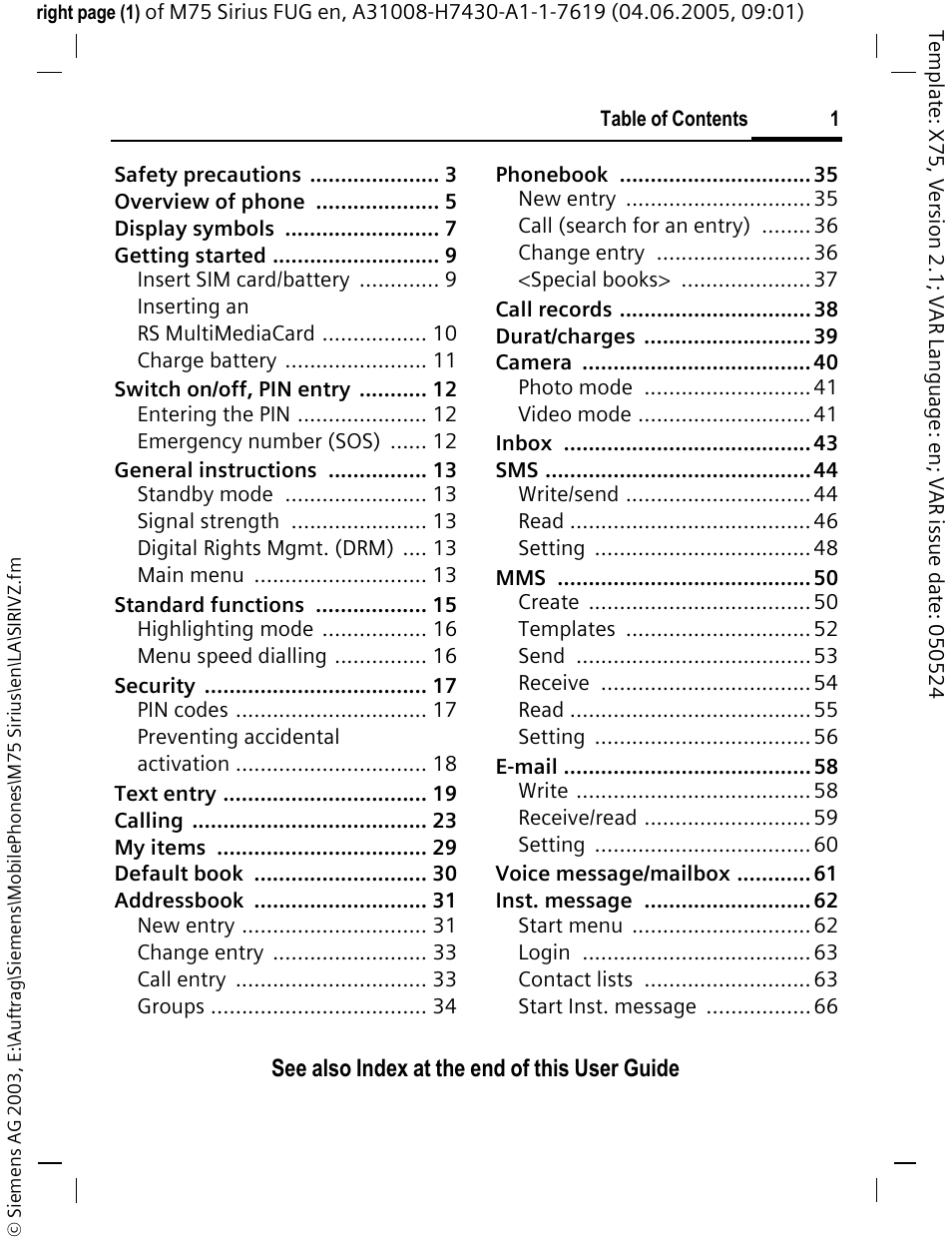 Siemens M75 User Manual | Page 2 / 153