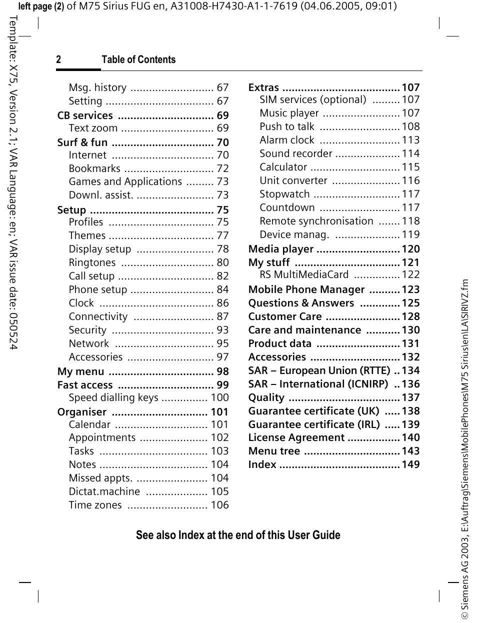 Siemens M75 User Manual | Page 3 / 153