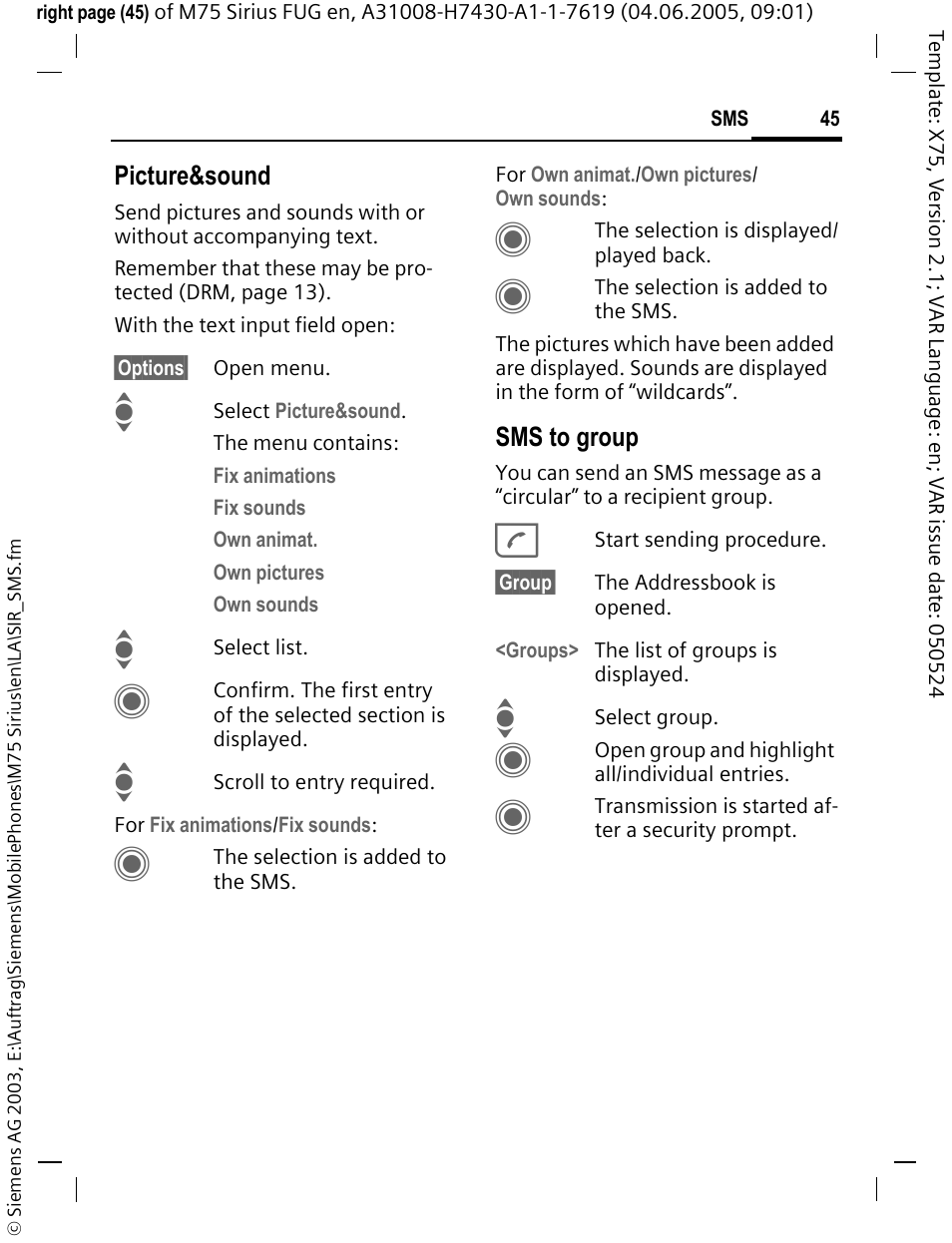 Siemens M75 User Manual | Page 46 / 153