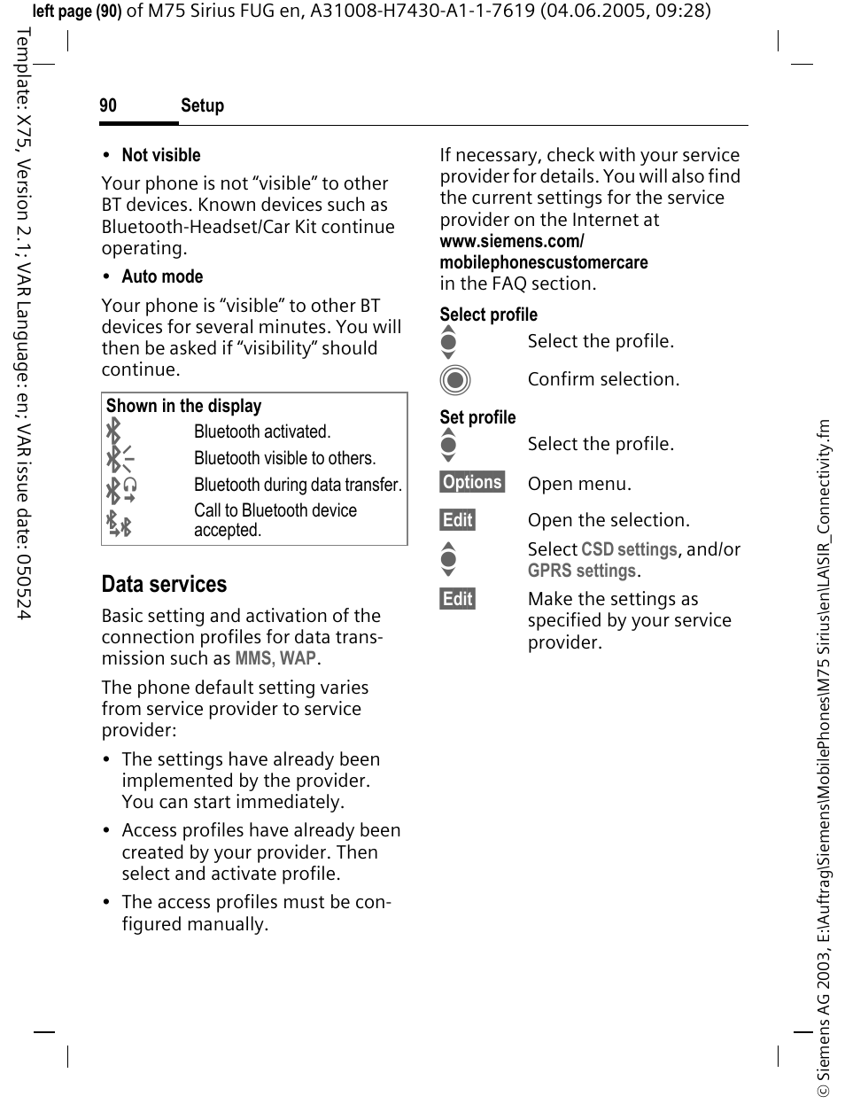 Siemens M75 User Manual | Page 91 / 153