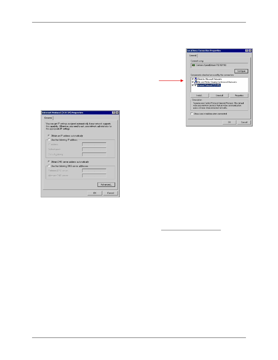 Checking tcp/ip settings (windows 2000), Windows 2000 | Siemens SpeedStream 6500 Series User Manual | Page 17 / 98