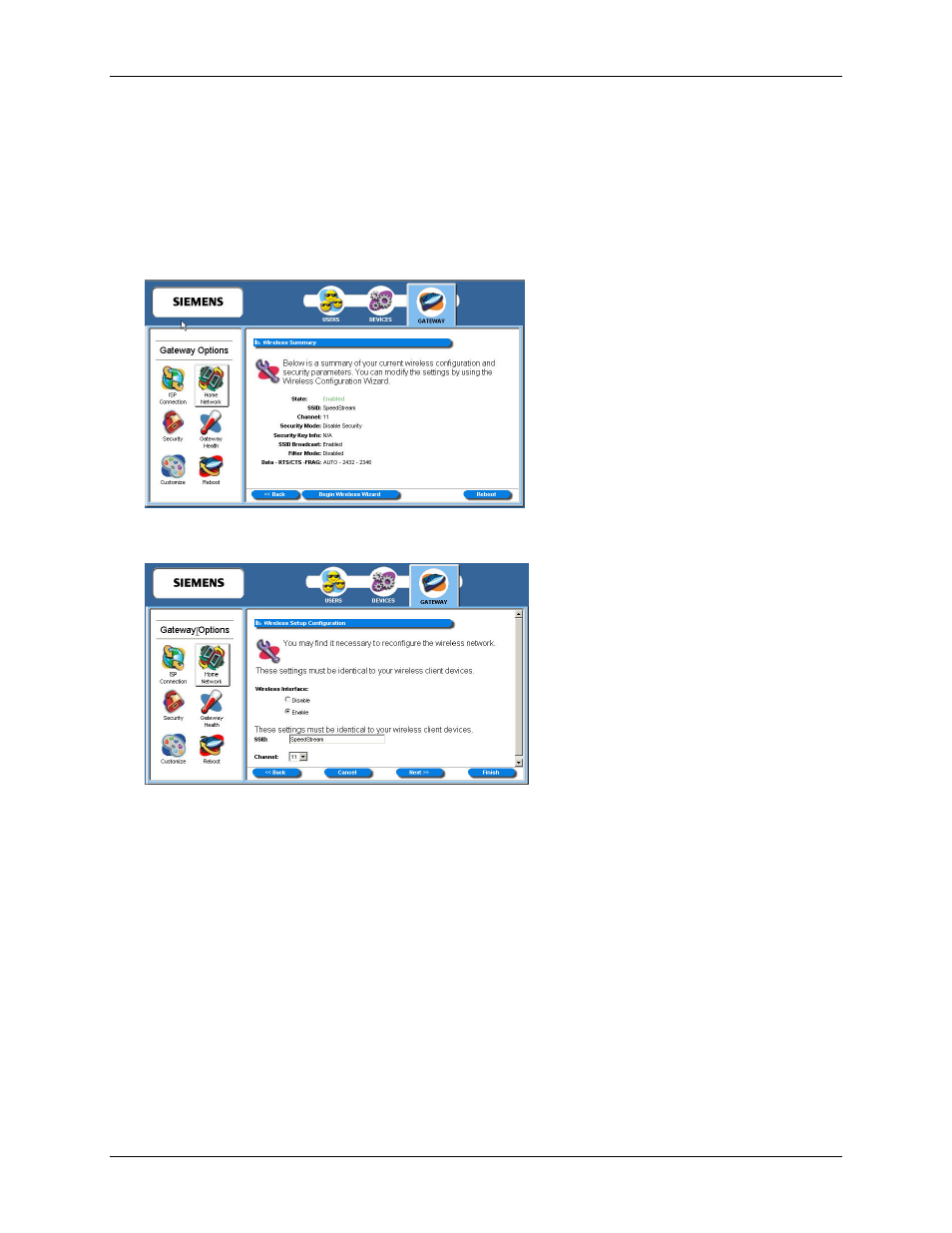 Wireless network | Siemens SpeedStream 6500 Series User Manual | Page 53 / 98