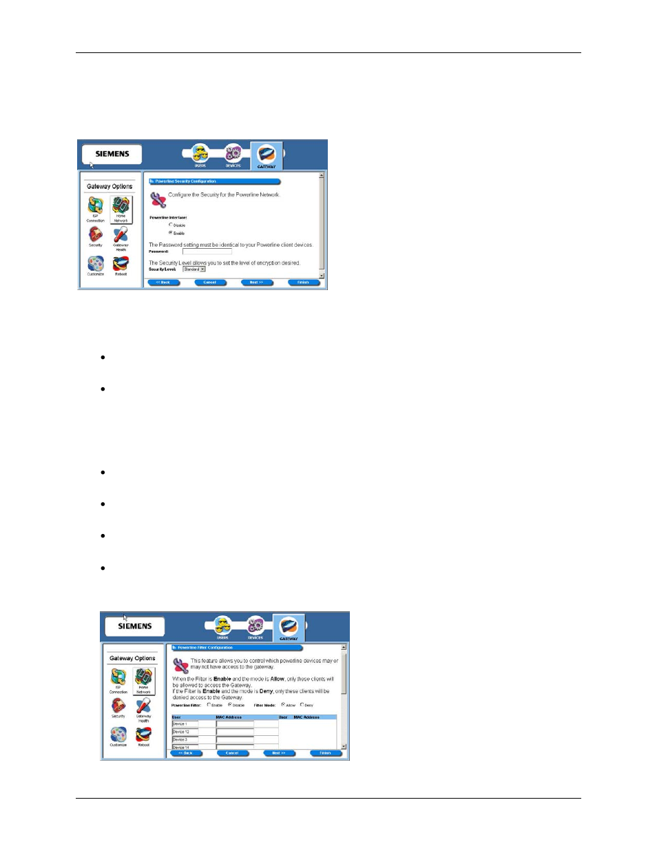 Powerline security configuration, Powerline network | Siemens SpeedStream 6500 Series User Manual | Page 60 / 98