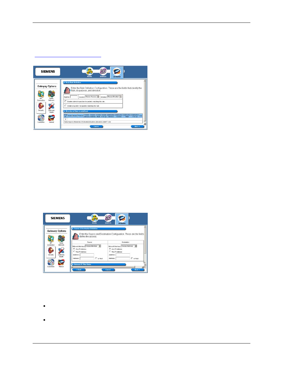 Add new ip filter rules | Siemens SpeedStream 6500 Series User Manual | Page 70 / 98