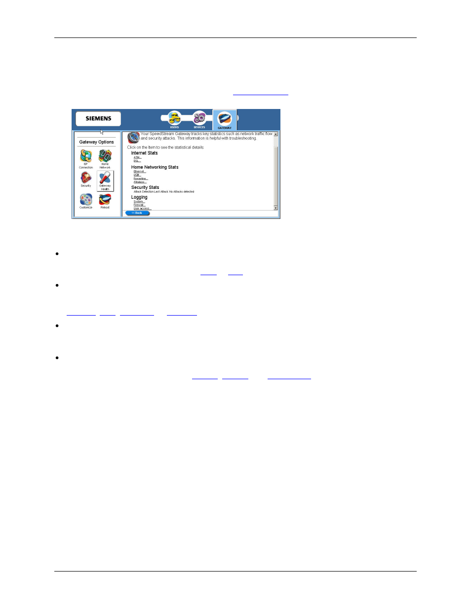 Statistics | Siemens SpeedStream 6500 Series User Manual | Page 83 / 98