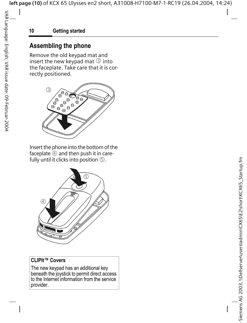 Assembling the phone | Siemens CX65 User Manual | Page 11 / 75